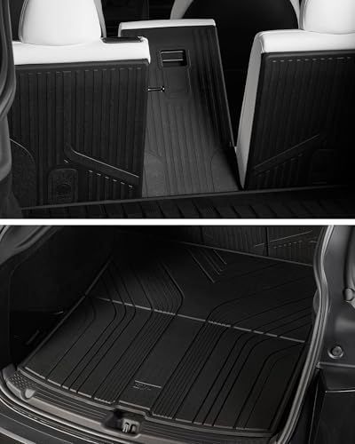 3W Tesla New Model Y Juniper Floor Mats and Cargo Liners  Full Set TPE Floor Liner for 2025 2026 Model Y  Cargo Mats and Seat Back Cover Protector  Car Mats for 2026 Tesla Model Y Juniper Accseeories