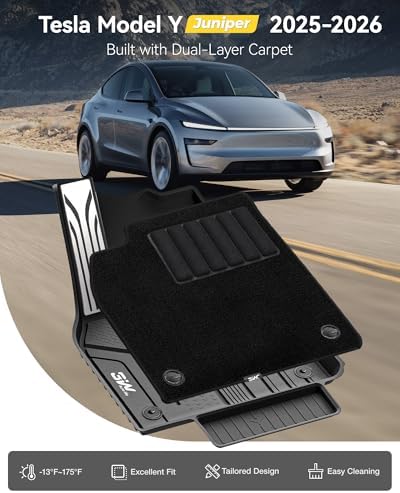 3W Tesla New Model Y Juniper Floor Mats and Cargo Liners  Full Set TPE Floor Liner for 2025 2026 Model Y  Cargo Mats and Seat Back Cover Protector  Car Mats for 2026 Tesla Model Y Juniper Accseeories