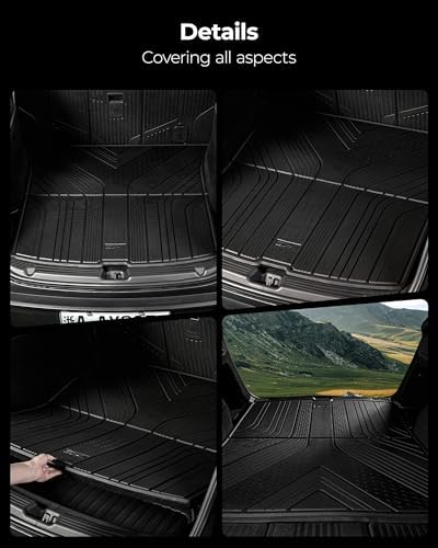 3W Tesla New Model Y Juniper Floor Mats and Cargo Liners  Full Set TPE Floor Liner for 2025 2026 Model Y  Cargo Mats and Seat Back Cover Protector  Car Mats for 2026 Tesla Model Y Juniper Accseeories