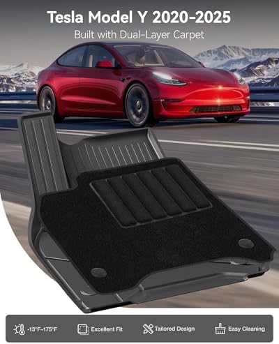 3W Tesla New Model Y Juniper Floor Mats and Cargo Liners  Full Set TPE Floor Liner for 2025 2026 Model Y  Cargo Mats and Seat Back Cover Protector  Car Mats for 2026 Tesla Model Y Juniper Accseeories