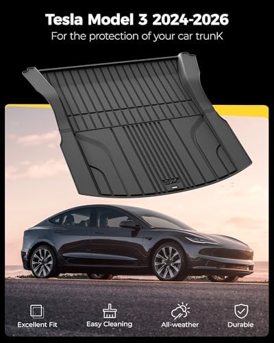 3W Tesla New Model Y Juniper Floor Mats and Cargo Liners  Full Set TPE Floor Liner for 2025 2026 Model Y  Cargo Mats and Seat Back Cover Protector  Car Mats for 2026 Tesla Model Y Juniper Accseeories