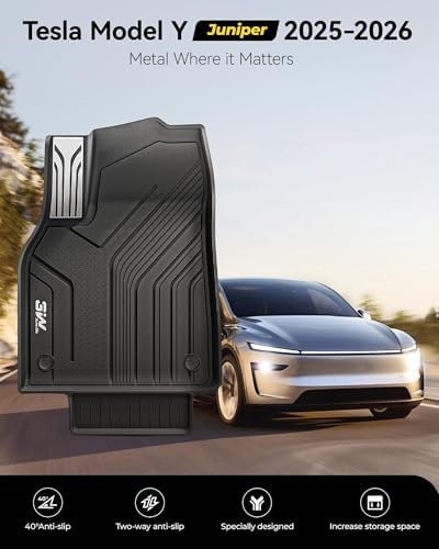 3W Tesla New Model Y Juniper 2025 2026 Floor Mats & Cargo Liners  Trunk Mats  Seat Back Cover Protector  All Weather Customer Fit Upgrade Vigormold  TPE  Model Y Juniper Accessories Not for Standard 
