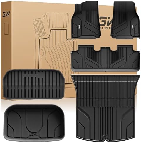 3W Tesla New Model Y Juniper 2025 2026 Floor Mats & Cargo Liners  Trunk Mats  Seat Back Cover Protector  All Weather Customer Fit Upgrade Vigormold  TPE  Model Y Juniper Accessories Not for Standard 