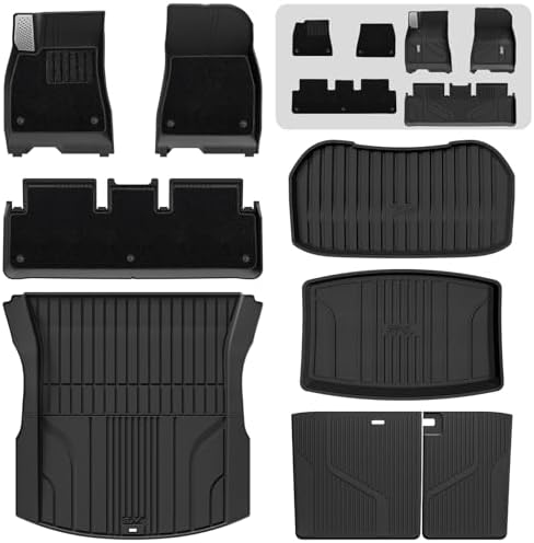 3W Tesla New Model Y Juniper 2025 2026 Floor Mats & Cargo Liners  Trunk Mats  Seat Back Cover Protector  All Weather Customer Fit Upgrade Vigormold  TPE  Model Y Juniper Accessories Not for Standard 