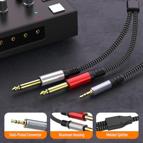 3 5mm 1/8 Stereo to Dual 1/4 TS Mono Y Splitter Audio Cable Adapter Compatible with iPhone  PC  Computer Sound Card  Mixer  Multimedia Speaker  Home Stereo System 30FT