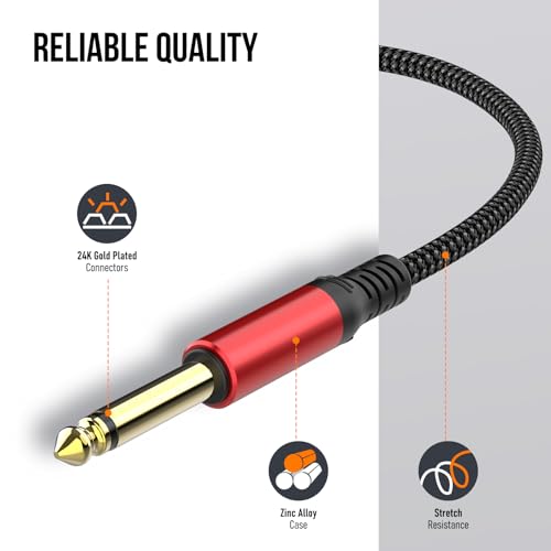 3 5mm 1/8 Stereo to Dual 1/4 TS Mono Y Splitter Audio Cable Adapter Compatible with iPhone  PC  Computer Sound Card  Mixer  Multimedia Speaker  Home Stereo System 30FT
