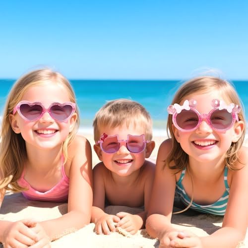 3 Pairs Kids Sunglasses Lovely Cute Girls Toddlers Glasse for Party Birthday Outdoor Beach Eyewear