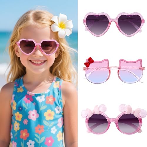 3 Pairs Kids Sunglasses Lovely Cute Girls Toddlers Glasse for Party Birthday Outdoor Beach Eyewear