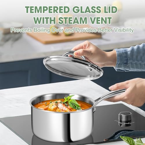 3 Ply Stainless Steel 11 Piece Cookware Set with Lids  Pots and Pans Kitchen Set  Non Toxic  Induction  Oven  Dishwasher Safe  Professional Chef Quality