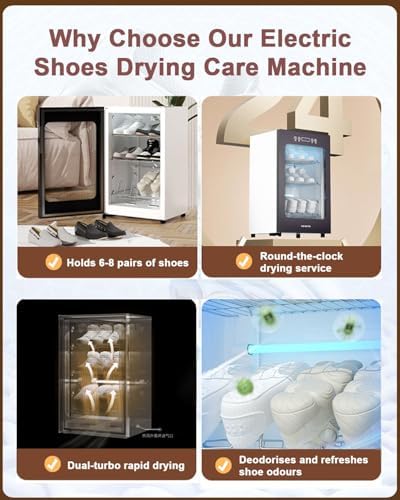 3 Tier Automatic Shoe Dryer   Holds 6 8 Pairs of Shoes at Once  Electric Hot Air Drying Shoe Cabinet  with Digital Controls & Timer  for Boots/Sandals/Slippers/Sneakers/Leather Shoes