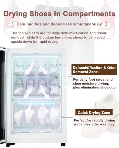 3 Tier Automatic Shoe Dryer   Holds 6 8 Pairs of Shoes at Once  Electric Hot Air Drying Shoe Cabinet  with Digital Controls & Timer  for Boots/Sandals/Slippers/Sneakers/Leather Shoes