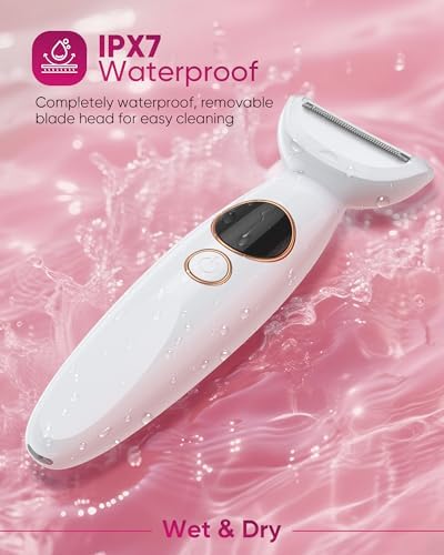 3 in 1 Bikini Trimmer for Women  Electric Razors for Women with Display  Painless Bikini Trimmer  USB Charging  Electric Shaver for Woman Shaver for Woman for Face  IPX7 Waterproof White