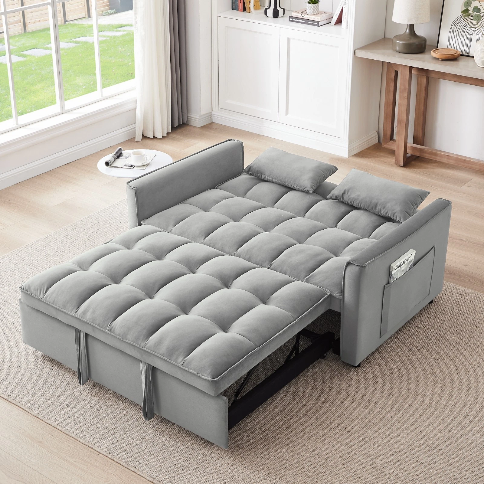 3 in 1 Convertible Sofa Bed Velvet Loveseat Pull Out Sofa Bed Sleeper Sofa Couch