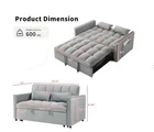 3 in 1 Convertible Sofa Bed Velvet Loveseat Pull Out Sofa Bed Sleeper Sofa Couch