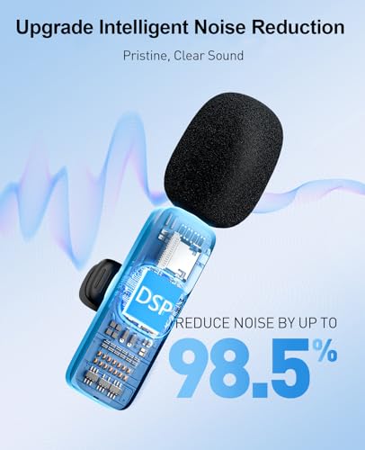 Mini micrófono, micrófonos Lavalier inalámbricos 3 en 1 para iPhone, iPad, cámara y dispositivos Android, micrófono de solapa con reducción de ruido