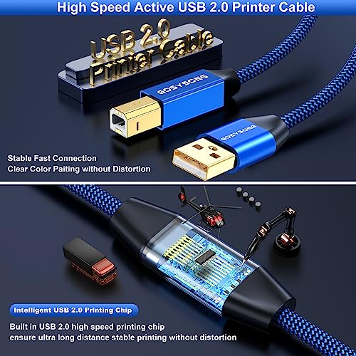 40ft Active USB A to B Cable   High Speed Long Printer USB