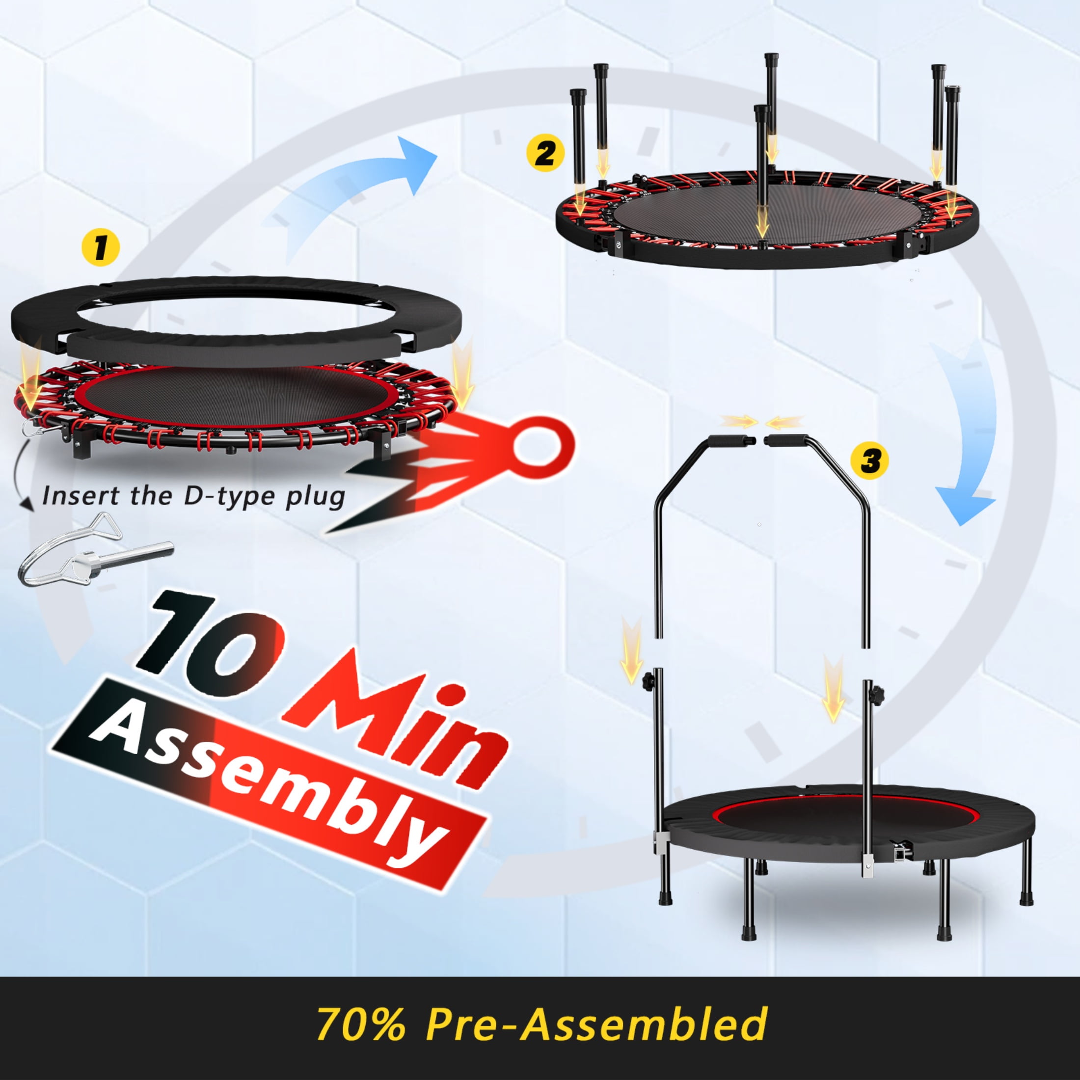 40in Rebounder Trampoline for Adults  SHINPT Fitness Trampoline with Handle  40" Gym Equipment for Home  Exercise Trampoline for Adults Indoor  Outdoor Foldable Trampoline for Yard  Basement  Lawn