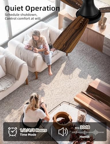 42 inch Smart Ceiling Fan with Light  Low Profile Flush Mount with Remote Control  Ultra Quiet Reversible DC Motor  3 Color Temperatures & 6 Speed Dimmable Lighting for Bedroom  Black