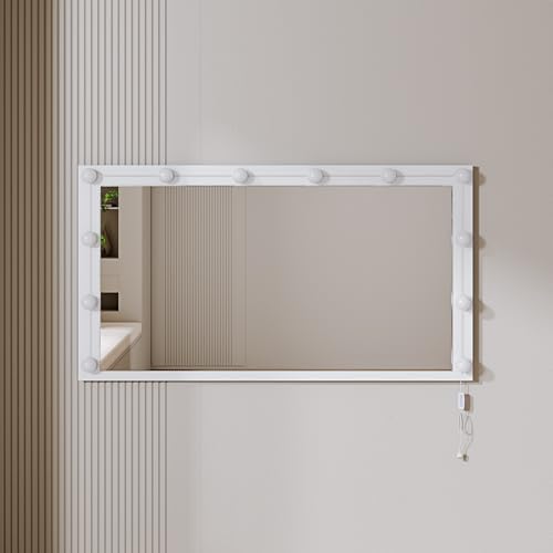 43 Makeup Vanity Desk with Mirror and Lights  & Power Outl  Glass Top Big Vanity Table with 9 Drawers& 8 Storage Shelves  Dressing Table Set with Chair for Bedroom  Oak