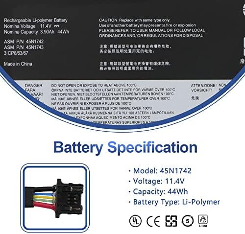 45N1742 45N1740 45N1741 45N1743 Laptop Battery Replacement for Lenovo ThinkPad T550 T550s T560 W550 W550s P50S Type 20CK 20CJ 20FH 20FJ 20E2 Series SB10K12721 00NY639 3ICP/7/61/70 3ICP7/62/66 44Wh