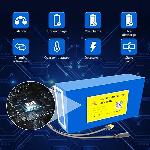 48V 20Ah Ebike Batería de litio de 48 voltios para bicicleta eléctrica E Bike con 30A BMS 54.6V 3A cargador