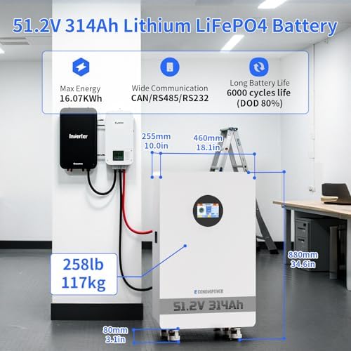 48v Lifepo4 300Ah 314Ah  LiFePO4 Battery  15KWh Solar Storage Rechargeable Lithium Battery 8000  Cycles 48V with 200A BMS for Photovoltaic System  RV Off Grid  Home Use