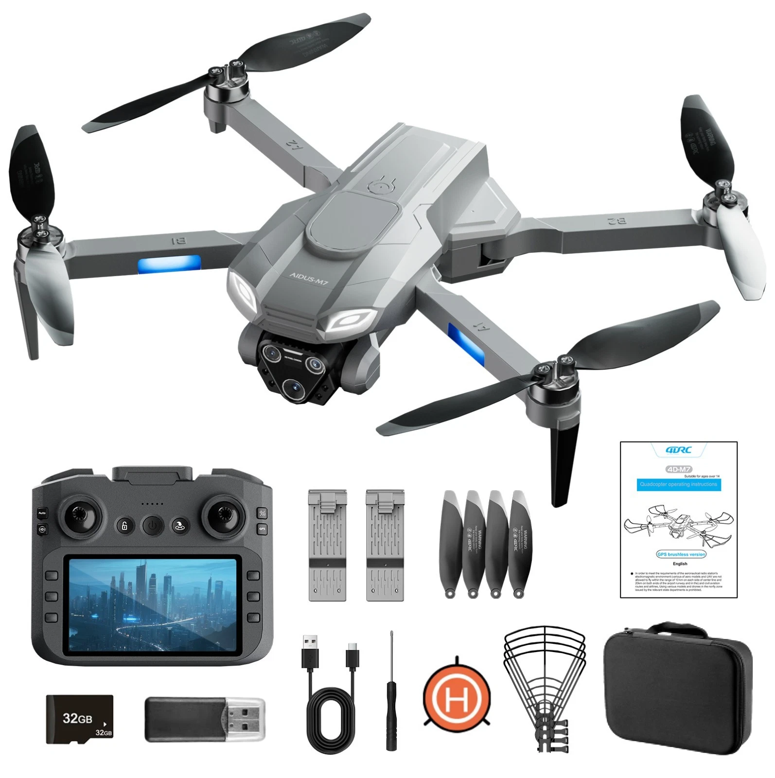 4DRC M7 GPS Drone with 4K Camera for Adults with Brushless Motor Follow Me US