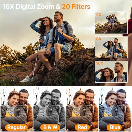 4K Digital Camera for Photography Auto Focus Vlogging Camera for YouTube Video with 3 180  Flip Screen 16X Anti Shake 4K Camera Compact Cameras with SD Card  Flash  2 Batteries & Battery Charger