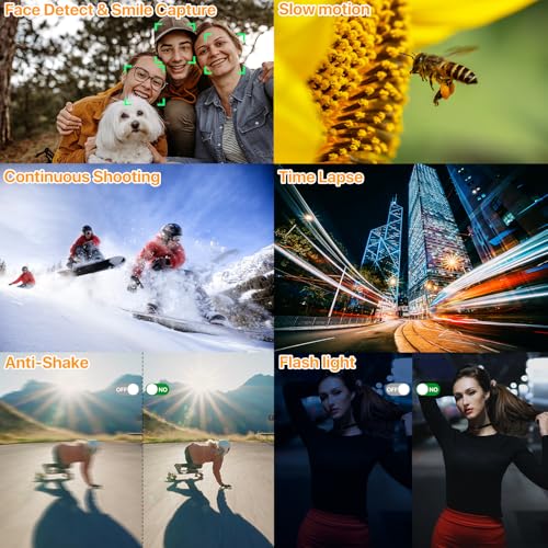 4K Digital Camera for Photography Auto Focus Vlogging Camera for YouTube Video with 3 180  Flip Screen 16X Anti Shake 4K Camera Compact Cameras with SD Card  Flash  2 Batteries & Battery Charger