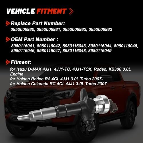 4PCS 095000 6980 095000 6983 095000 6985 8 98011604 1 8 98011604 5 Common Rail Injector for Isuzu D MAX Holden 4JJ1 4JJ1 TC 4JJ1 TCX 3 0L Rodeo KB300 4WD DiTD 4x4 Engine