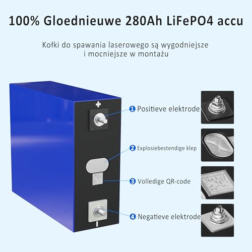 4PCS Hithium 3 2V 280Ah Lifepo4 Cells  10000 Deep Cycle Lithium Iron Phosphate Replacement Battery Grade A Lifepo4 Cells Rechargeable Perfect for Boat  RV  Golf Off Grid