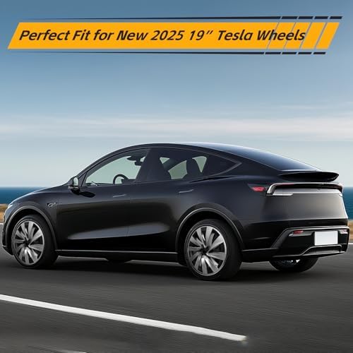 4PCS Wheel Covers for New Tesla Model Y Juniper 19 inch 2025 2026  Hubcaps Fits for Tesla Model Y Juniper  Rim Cover Protector Wheel Cover Black and Silver