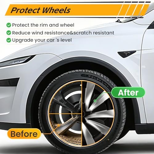 4PCS Wheel Covers for New Tesla Model Y Juniper 19 inch 2025 2026  Hubcaps Fits for Tesla Model Y Juniper  Rim Cover Protector Wheel Cover Black and Silver