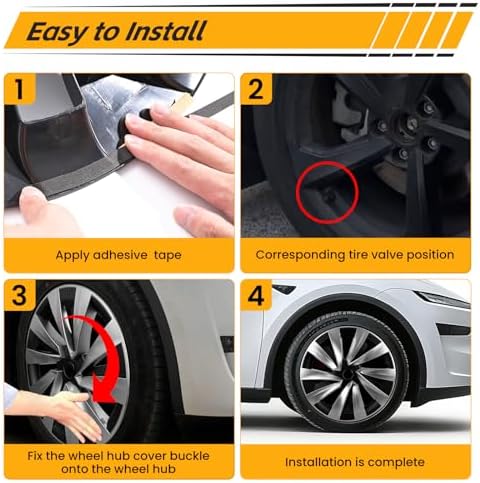 4PCS Wheel Covers for New Tesla Model Y Juniper 19 inch 2025 2026  Hubcaps Fits for Tesla Model Y Juniper  Rim Cover Protector Wheel Cover Black and Silver