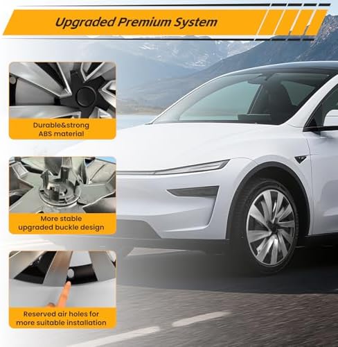 4PCS Wheel Covers for New Tesla Model Y Juniper 19 inch 2025 2026  Hubcaps Fits for Tesla Model Y Juniper  Rim Cover Protector Wheel Cover Black and Silver