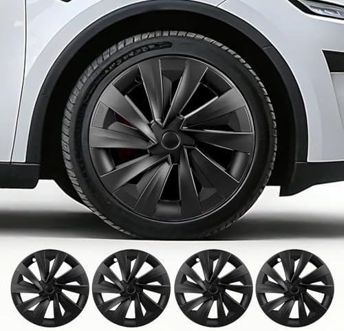 4PCS Wheel Covers for New Tesla Model Y Juniper 19 inch 2025 2026  Hubcaps Fits for Tesla Model Y Juniper  Rim Cover Protector Wheel Cover Matte Black