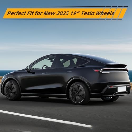 4PCS Wheel Covers for New Tesla Model Y Juniper 19 inch 2025 2026  Hubcaps Fits for Tesla Model Y Juniper  Rim Cover Protector Wheel Cover Matte Black
