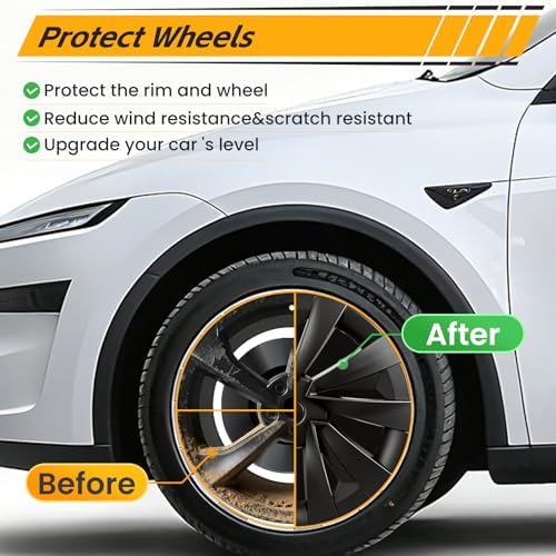 4PCS Wheel Covers for New Tesla Model Y Juniper 19 inch 2025 2026  Hubcaps Fits for Tesla Model Y Juniper  Rim Cover Protector Wheel Cover Matte Black