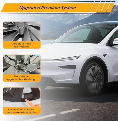 4PCS Wheel Covers for New Tesla Model Y Juniper 19 inch 2025 2026  Hubcaps Fits for Tesla Model Y Juniper  Rim Cover Protector Wheel Cover Matte Black