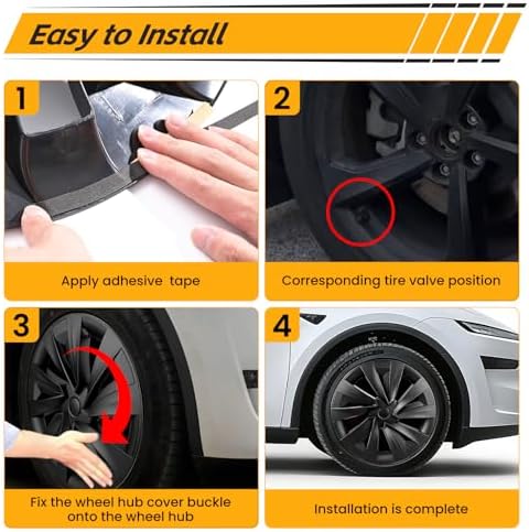 4PCS Wheel Covers for New Tesla Model Y Juniper 19 inch 2025 2026  Hubcaps Fits for Tesla Model Y Juniper  Rim Cover Protector Wheel Cover Matte Black