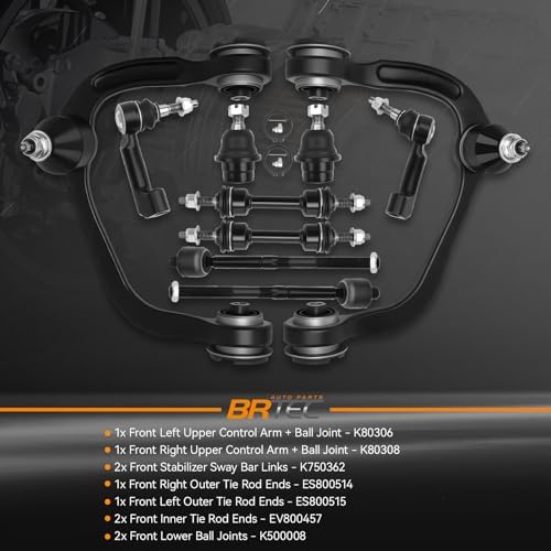 4WD Front Upper Control Arms kit Compatible with Ford F 150 2009 2014  No Raptor Models   w/Ball Joints  Tie Rods  Sway Bars   Front End Suspension Kit   10pc
