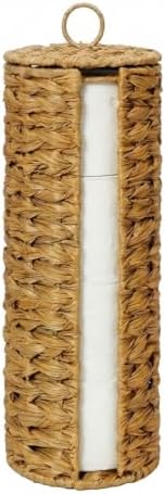 4 Mega Rollos Almacenamiento Extra de Papel Higiénico con Tapa y Forro, Soporte de Pie de Cesta Portapapel Higiénico de Jacinto de Agua Ratán, Organizador Decorativo Boho Cubierto y Cerrado