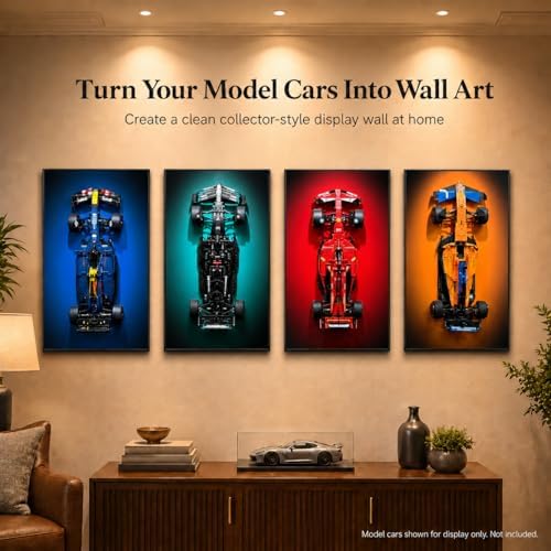 4 Pack Display for LEGO F1  Wall Mount Compatible with 42207 SF 24  42141 McLaren  42206 RB20  42171 Mercedes AMG W14 E  Adult Collectibles Wall Mount  No Car Included 