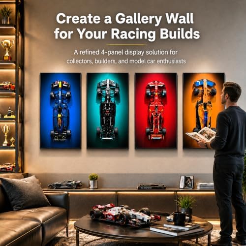 4 Pack Display for LEGO F1  Wall Mount Compatible with 42207 SF 24  42141 McLaren  42206 RB20  42171 Mercedes AMG W14 E  Adult Collectibles Wall Mount  No Car Included 