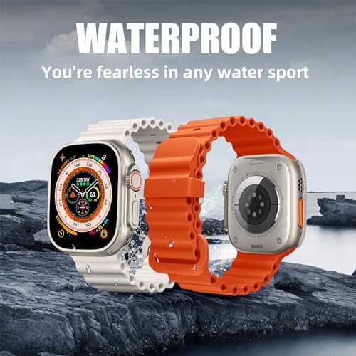 4 Pack Ocean Bands Compatible with Apple Watch Ultra Band 49mm 45mm 44mm 42mm Men Women  Soft Silicone Straps Sport Rugged Smartwatch Replacement for IWatch Ultra Ultra 2 Series 9 8 7 6 5 4 3 2 SE