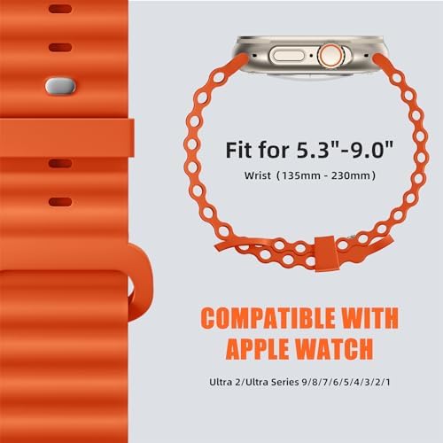 4 Pack Ocean Bands Compatible with Apple Watch Ultra Band 49mm 45mm 44mm 42mm Men Women  Soft Silicone Straps Sport Rugged Smartwatch Replacement for IWatch Ultra Ultra 2 Series 9 8 7 6 5 4 3 2 SE