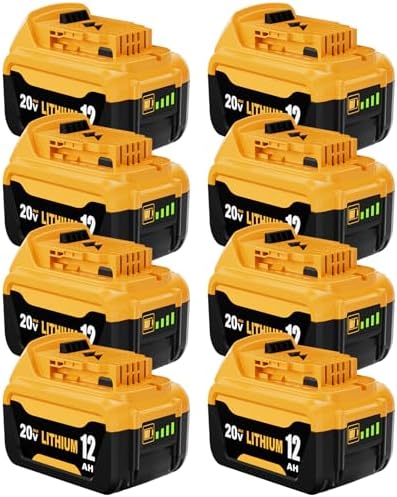 4 Packs 12000mAh DCB206 Replacement for Dewalt 20V Battery Lithium ion Compatible with Dewalt 20V Max Battery DCB203 DCB207 DCB208 DCB200 DCD DCF DCG Series Cordless Power Tools