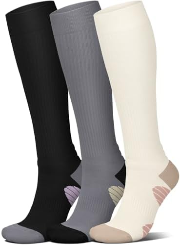 4 Pairs Compression Socks for Women Circulation Best Support for Nurses Running Athletic Travel