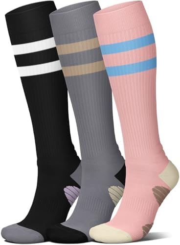 4 Pairs Compression Socks for Women Circulation Best Support for Nurses Running Athletic Travel