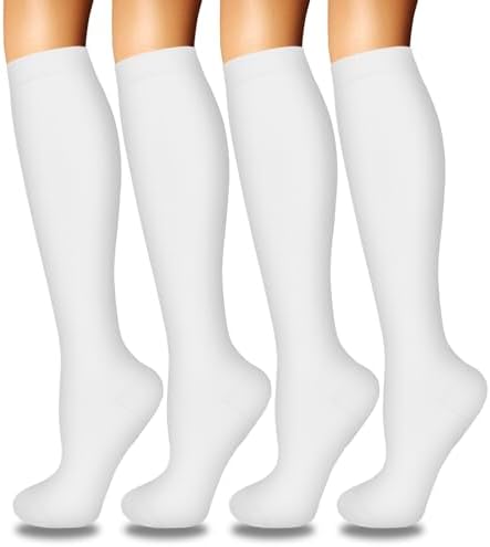 4 Pairs Compression Socks for Women Circulation Best Support for Nurses Running Athletic Travel
